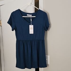 Bearsland Teal V-Neck Maternity Top